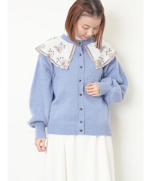 Samansa Mos2(サマンサ モスモス)の「レース貼り前後2WAYニット(カーディガン/ボレロ・レディース・チャコールグレー/ブルー/ベージュ・F)」の21枚目の写真