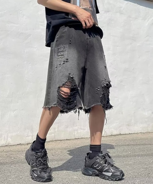 WESTBOY(ウエストボーイ)の「ストリート ダメージ ウォッシュド デニムショーツ ハーフパンツ WO25W15PT03(デニムパンツ・メンズ・グレー・XL/M/L)」の1枚目の写真