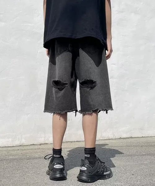 WESTBOY(ウエストボーイ)の「ストリート ダメージ ウォッシュド デニムショーツ ハーフパンツ WO25W15PT03(デニムパンツ・メンズ・グレー・XL/M/L)」の4枚目の写真