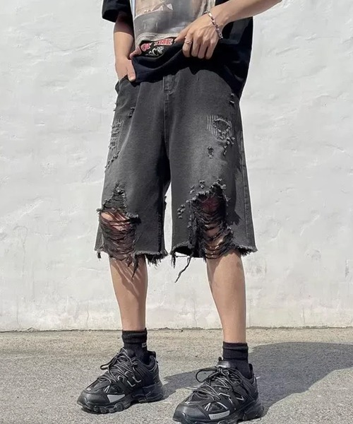 WESTBOY(ウエストボーイ)の「ストリート ダメージ ウォッシュド デニムショーツ ハーフパンツ WO25W15PT03(デニムパンツ・メンズ・グレー・XL/M/L)」の6枚目の写真