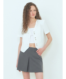 Double Button Tweed Jacket, White