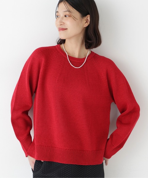 human woman（ヒューマンウーマン）の「◆【ウォッシャブル】ギマコットン求心プルオーバー（ニット/セーター・レディース・グレー/レッド/グリーン/ブルー系その他3・MEDIUM）」の4枚目の写真