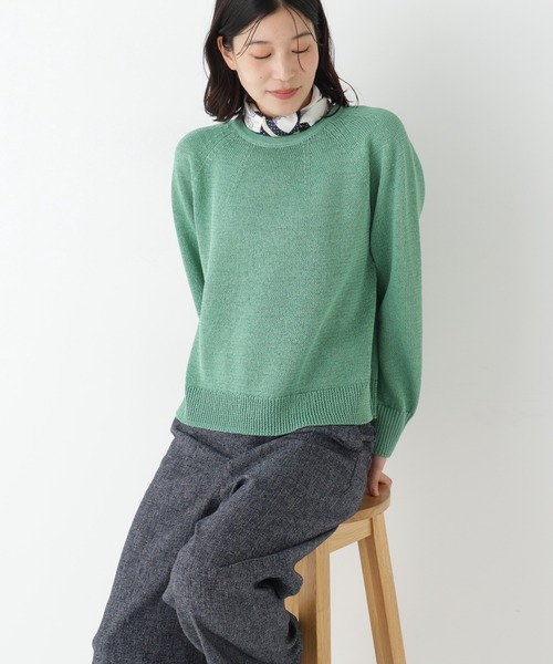 human woman（ヒューマンウーマン）の「◆【ウォッシャブル】ギマコットン求心プルオーバー（ニット/セーター・レディース・グレー/レッド/グリーン/ブルー系その他3・MEDIUM）」の3枚目の写真