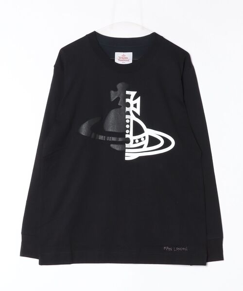 Vivienne Westwood MAN(ヴィヴィアンウエストウッドマン)の「HALF AND HALF NEW 長袖Tシャツ(Tシャツ/カットソー・メンズ・パープル/ブラック/ホワイト・M/S/L)」の1枚目の写真