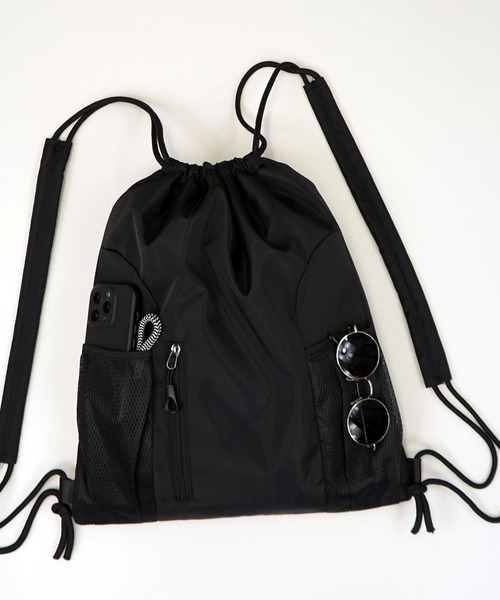 L'atelier（ラトリエ）の「巾着 ナップサック 軽量 撥水 ミニマリスト ミディアムサイズ バックパック リュック 韓国ファッション（バックパック/リュック・メンズ・ブラック系1/レッド系1/ネイビー系1/グレー系1・FREE）」の19枚目の写真