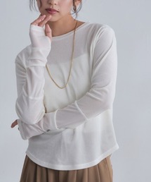 [ECLAM]ロングスリーブドッキングシアーカットソー