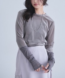 [ECLAM]ロングスリーブドッキングシアーカットソー