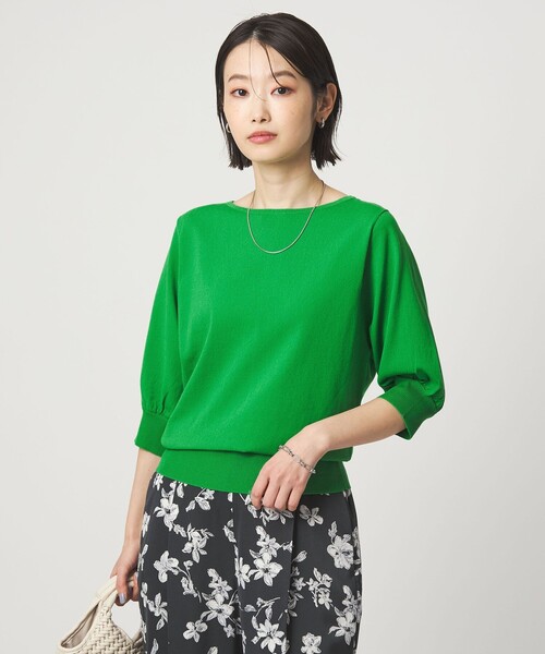 green label relaxing（グリーンレーベルリラクシング）の「HIYOKE フォルム スリーブ プルオーバー ニット（ニット/セーター・レディース・ホワイト/ダークブラウン/レッド/ネイビー/その他1/ケリーグリーン・FREE）」の3枚目の写真
