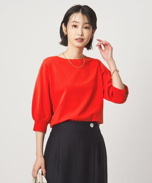 green label relaxing（グリーンレーベルリラクシング）の「HIYOKE フォルム スリーブ プルオーバー ニット（ニット/セーター・レディース・ホワイト/ダークブラウン/レッド/ネイビー/その他1/ケリーグリーン・FREE）」の5枚目の写真