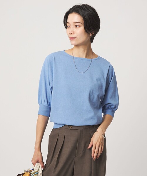 green label relaxing(グリーンレーベルリラクシング)の「HIYOKE フォルム スリーブ プルオーバー ニット(ニット/セーター・レディース・ホワイト/ダークブラウン/レッド/ネイビー/その他1/ケリーグリーン/ブラック/ライトブルー・FREE)」の6枚目の写真