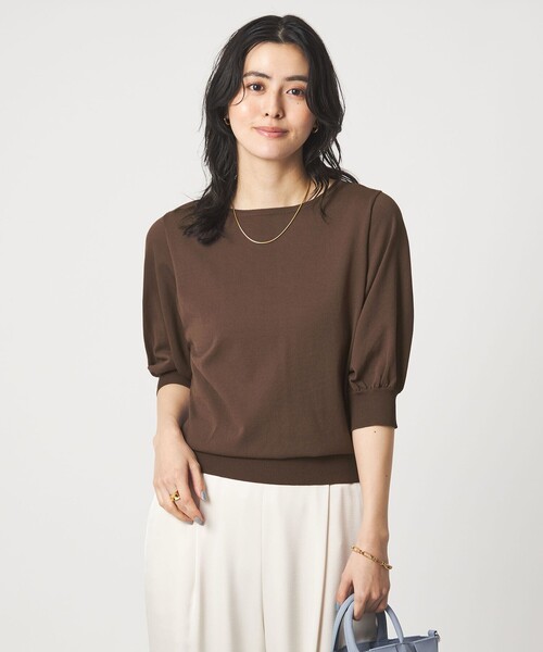 green label relaxing（グリーンレーベルリラクシング）の「HIYOKE フォルム スリーブ プルオーバー ニット（ニット/セーター・レディース・ホワイト/ダークブラウン/レッド/ネイビー/その他1/ケリーグリーン・FREE）」の11枚目の写真