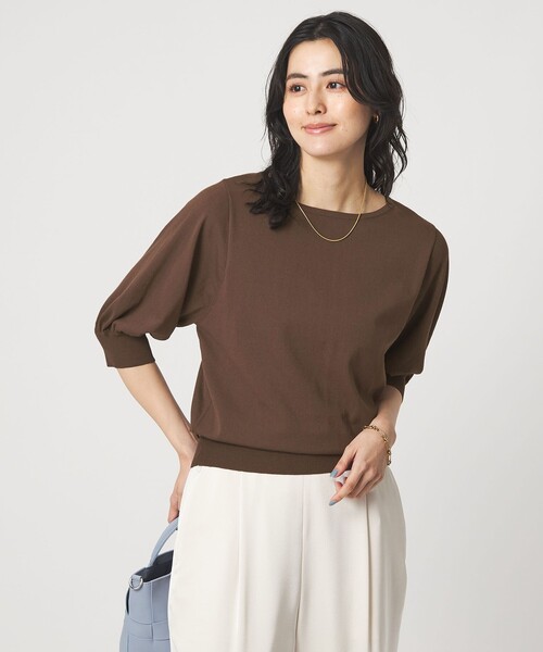 green label relaxing（グリーンレーベルリラクシング）の「HIYOKE フォルム スリーブ プルオーバー ニット（ニット/セーター・レディース・ホワイト/ダークブラウン/レッド/ネイビー/その他1/ケリーグリーン・FREE）」の12枚目の写真