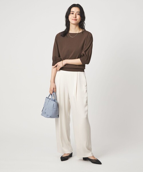 green label relaxing（グリーンレーベルリラクシング）の「HIYOKE フォルム スリーブ プルオーバー ニット（ニット/セーター・レディース・ホワイト/ダークブラウン/レッド/ネイビー/その他1/ケリーグリーン・FREE）」の13枚目の写真