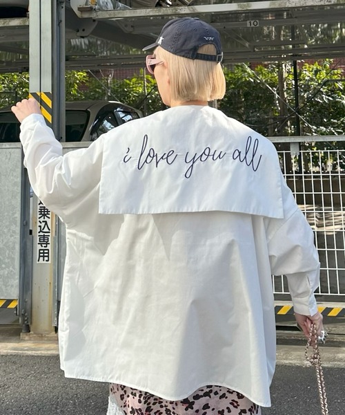 Alley Tokyo(アリートーキョー)の「【リバイバル】メッセージセーラーシャツ(シャツ/ブラウス・レディース・ネイビー/サックスブルー系/ピンク系/オフホワイト/グレー系・FREE)」の1枚目の写真