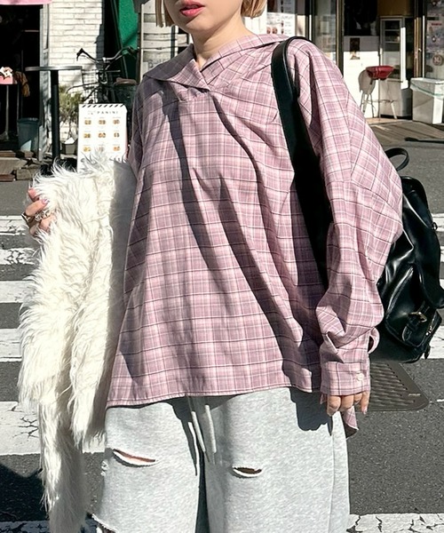Alley Tokyo(アリートーキョー)の「【リバイバル】メッセージセーラーシャツ(シャツ/ブラウス・レディース・ネイビー/サックスブルー系/ピンク系/オフホワイト/グレー系・FREE)」の8枚目の写真