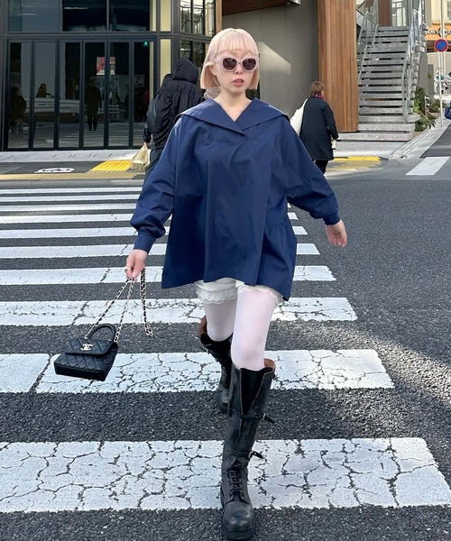 Alley Tokyo(アリートーキョー)の「【リバイバル】メッセージセーラーシャツ(シャツ/ブラウス・レディース・ネイビー/サックスブルー系/ピンク系/オフホワイト/グレー系・FREE)」の22枚目の写真