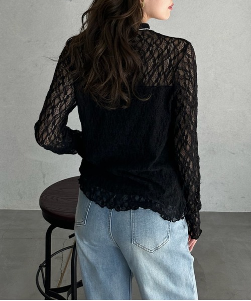 TREOVER(トレオーバー)の「デイリーからお呼ばれシーンまで活躍 プチハイネックレーストップス(Tシャツ/カットソー・レディース・ブラック/オフホワイト/グレー・FREE)」の9枚目の写真