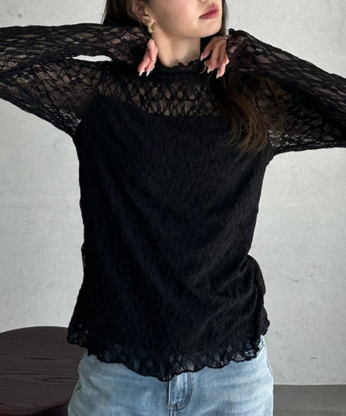 TREOVER(トレオーバー)の「デイリーからお呼ばれシーンまで活躍 プチハイネックレーストップス(Tシャツ/カットソー・レディース・ブラック/オフホワイト/グレー・FREE)」の10枚目の写真