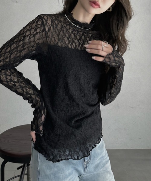 TREOVER(トレオーバー)の「デイリーからお呼ばれシーンまで活躍 プチハイネックレーストップス(Tシャツ/カットソー・レディース・ブラック/オフホワイト/グレー・FREE)」の20枚目の写真