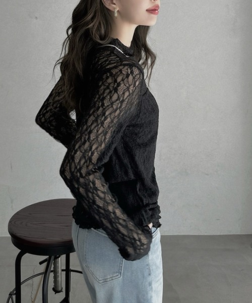 TREOVER(トレオーバー)の「デイリーからお呼ばれシーンまで活躍 プチハイネックレーストップス(Tシャツ/カットソー・レディース・ブラック/オフホワイト/グレー・FREE)」の21枚目の写真