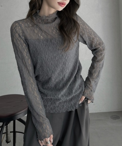TREOVER(トレオーバー)の「デイリーからお呼ばれシーンまで活躍 プチハイネックレーストップス(Tシャツ/カットソー・レディース・ブラック/オフホワイト/グレー・FREE)」の15枚目の写真