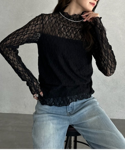 TREOVER(トレオーバー)の「デイリーからお呼ばれシーンまで活躍 プチハイネックレーストップス(Tシャツ/カットソー・レディース・ブラック/オフホワイト/グレー・FREE)」の18枚目の写真