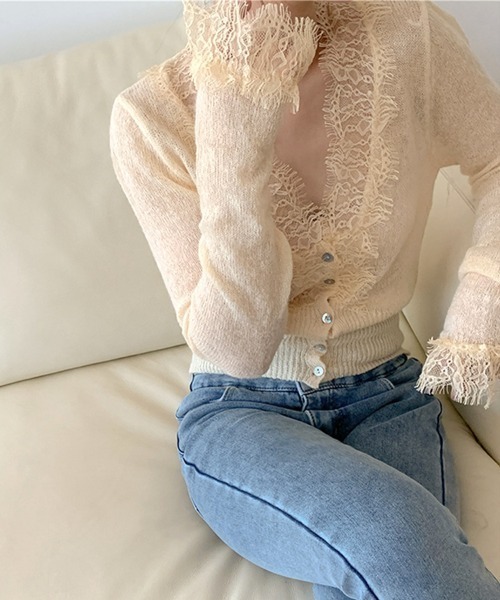 CLOTHY(クロシィ)の「【レースで魅せる、洗練フェミニン。】レースシアーカーデ(カーディガン/ボレロ・レディース・イエロー/グリーン/ブラック・FREE)」の15枚目の写真