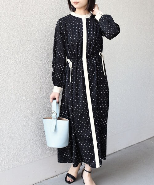 SHIPS Colors:〈手洗い可能〉配色 ギャザー ワンピース 2