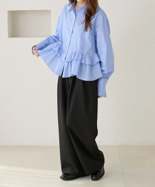 apres jour clair（アプレジュールクレア）の「【apres jour clair】フリルデザインシャツ（シャツ/ブラウス・レディース・アイボリー/ブルー/チャコールグレー/オフホワイト・フリー/X-LARGE）」の19枚目の写真