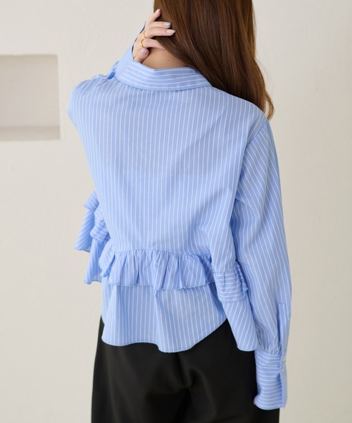 apres jour clair（アプレジュールクレア）の「【apres jour clair】フリルデザインシャツ（シャツ/ブラウス・レディース・アイボリー/ブルー/チャコールグレー/オフホワイト・フリー/X-LARGE）」の16枚目の写真