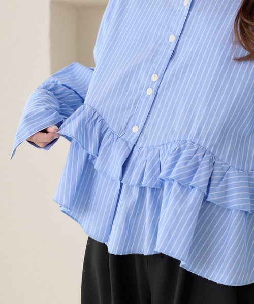 apres jour clair（アプレジュールクレア）の「【apres jour clair】フリルデザインシャツ（シャツ/ブラウス・レディース・アイボリー/ブルー/チャコールグレー/オフホワイト・フリー/X-LARGE）」の15枚目の写真