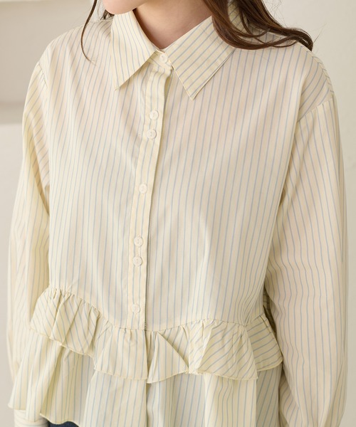 apres jour clair（アプレジュールクレア）の「【apres jour clair】フリルデザインシャツ（シャツ/ブラウス・レディース・アイボリー/ブルー/チャコールグレー/オフホワイト・フリー/X-LARGE）」の10枚目の写真