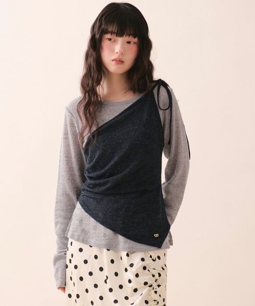 loin nuit（ロワンニュイ）の「bustier set long sleeve sheer tops / ビスチェセットロングスリーブトップス（Tシャツ/カットソー・レディース・ホワイト/グレー・FREE）」の2枚目の写真