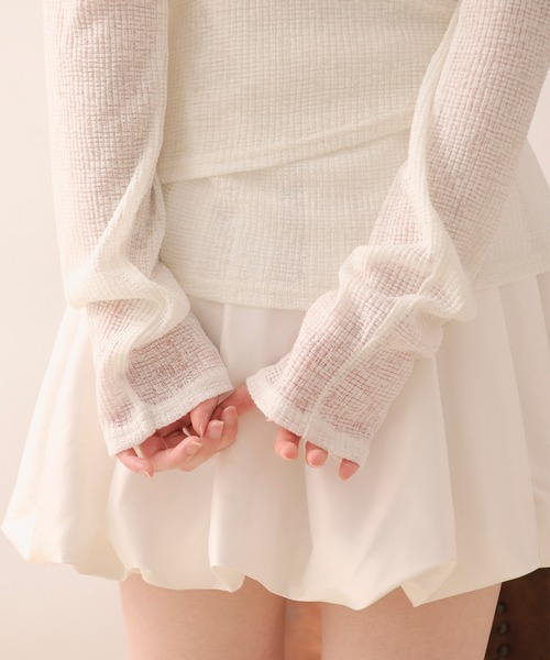 loin nuit（ロワンニュイ）の「bustier set long sleeve sheer tops / ビスチェセットロングスリーブトップス（Tシャツ/カットソー・レディース・ホワイト/グレー・FREE）」の3枚目の写真
