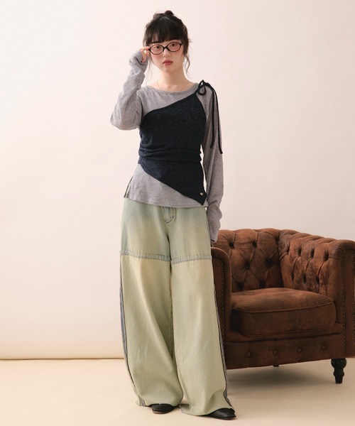 loin nuit（ロワンニュイ）の「bustier set long sleeve sheer tops / ビスチェセットロングスリーブトップス（Tシャツ/カットソー・レディース・ホワイト/グレー・FREE）」の18枚目の写真
