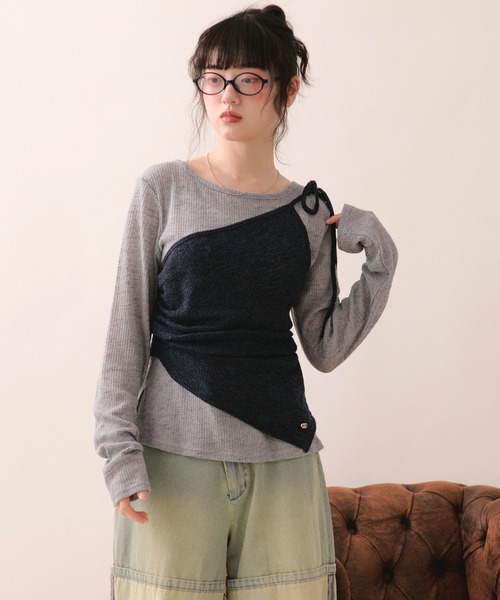 loin nuit（ロワンニュイ）の「bustier set long sleeve sheer tops / ビスチェセットロングスリーブトップス（Tシャツ/カットソー・レディース・ホワイト/グレー・FREE）」の19枚目の写真