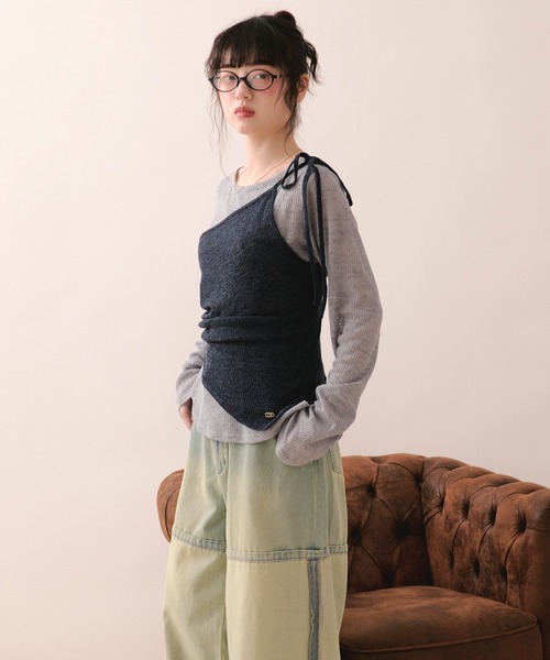 loin nuit（ロワンニュイ）の「bustier set long sleeve sheer tops / ビスチェセットロングスリーブトップス（Tシャツ/カットソー・レディース・ホワイト/グレー・FREE）」の20枚目の写真