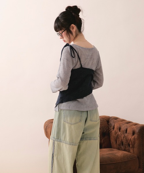 loin nuit（ロワンニュイ）の「bustier set long sleeve sheer tops / ビスチェセットロングスリーブトップス（Tシャツ/カットソー・レディース・ホワイト/グレー・FREE）」の21枚目の写真