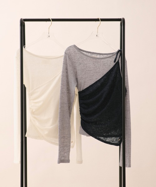 loin nuit（ロワンニュイ）の「bustier set long sleeve sheer tops / ビスチェセットロングスリーブトップス（Tシャツ/カットソー・レディース・ホワイト/グレー・FREE）」の4枚目の写真