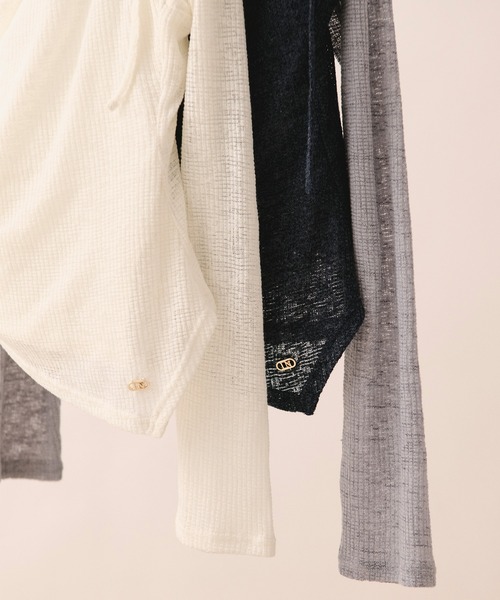 loin nuit（ロワンニュイ）の「bustier set long sleeve sheer tops / ビスチェセットロングスリーブトップス（Tシャツ/カットソー・レディース・ホワイト/グレー・FREE）」の5枚目の写真