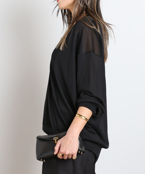 AP STUDIO（エーピーストゥディオ）の「ライトディープVネックニット（ニット/セーター・レディース・ブラック/キャメル・FREE）」の9枚目の写真