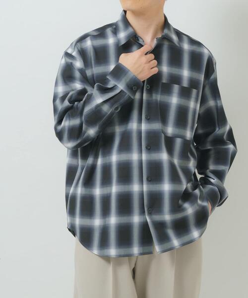 ITEMS URBANRESEARCH(アイテムズ アーバンリサーチ)の「オンブレチェックレギュラーカラーライトシャツ(シャツ/ブラウス・メンズ・ブラック/ブルー/ベージュ・MEDIUM/LARGE)」の10枚目の写真