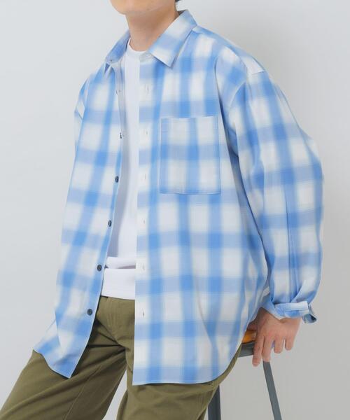 ITEMS URBANRESEARCH(アイテムズ アーバンリサーチ)の「オンブレチェックレギュラーカラーライトシャツ(シャツ/ブラウス・メンズ・ブラック/ブルー/ベージュ・MEDIUM/LARGE)」の15枚目の写真