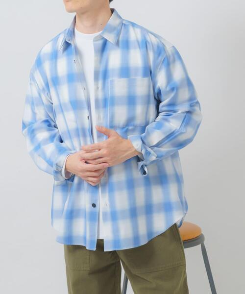 ITEMS URBANRESEARCH(アイテムズ アーバンリサーチ)の「オンブレチェックレギュラーカラーライトシャツ(シャツ/ブラウス・メンズ・ブラック/ブルー/ベージュ・MEDIUM/LARGE)」の18枚目の写真
