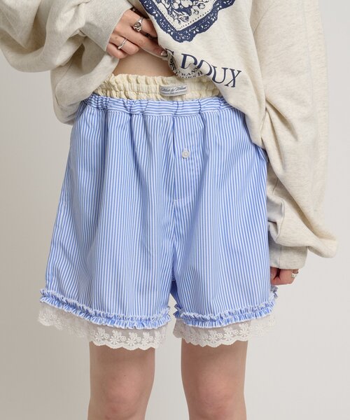 w closet(ダブルクローゼット)の「ストライプショートパンツ(Tシャツ/カットソー・レディース・ネイビー/ブルー・FREE)」の2枚目の写真