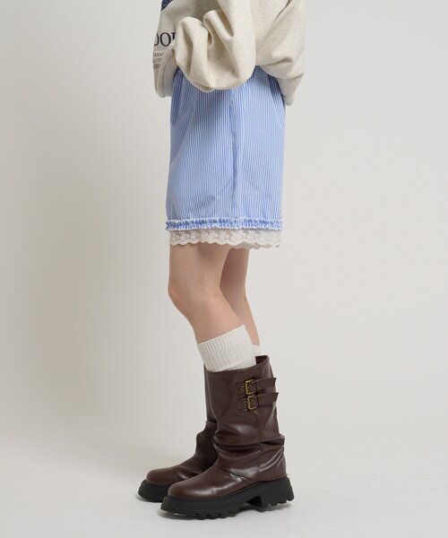 w closet(ダブルクローゼット)の「ストライプショートパンツ(Tシャツ/カットソー・レディース・ネイビー/ブルー・FREE)」の5枚目の写真