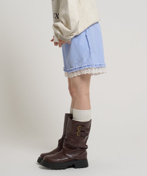 w closet(ダブルクローゼット)の「ストライプショートパンツ(Tシャツ/カットソー・レディース・ネイビー/ブルー・FREE)」の6枚目の写真