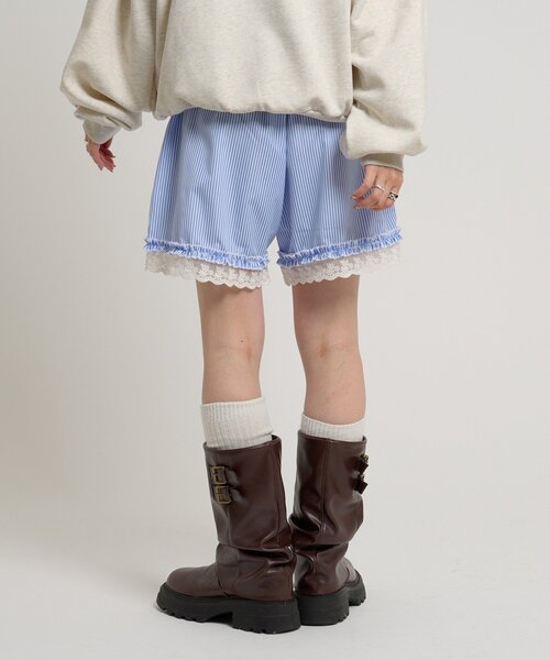 w closet(ダブルクローゼット)の「ストライプショートパンツ(Tシャツ/カットソー・レディース・ネイビー/ブルー・FREE)」の7枚目の写真