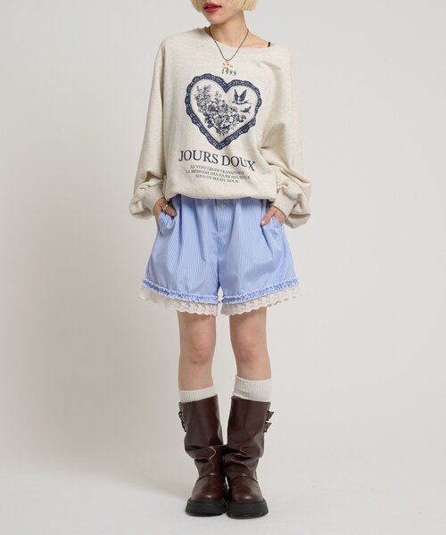 w closet(ダブルクローゼット)の「ストライプショートパンツ(Tシャツ/カットソー・レディース・ネイビー/ブルー・FREE)」の12枚目の写真