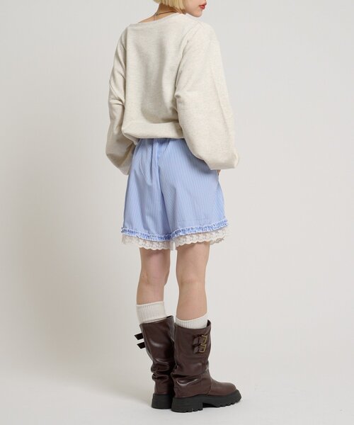 w closet(ダブルクローゼット)の「ストライプショートパンツ(Tシャツ/カットソー・レディース・ネイビー/ブルー・FREE)」の14枚目の写真